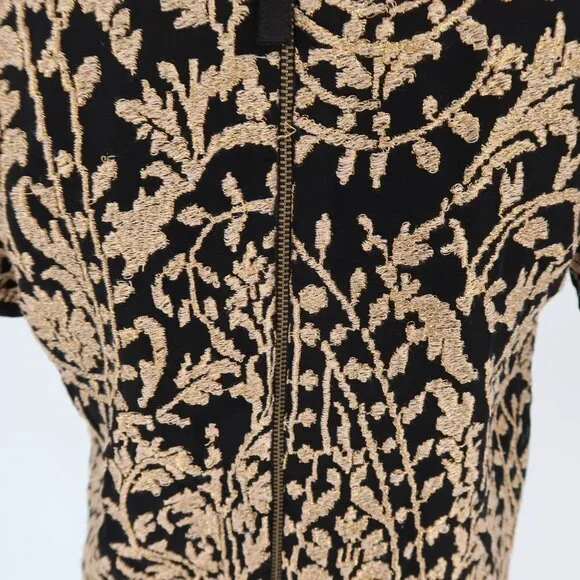 Joie Women's Short Sleeve Blouse Sparkly Gold and Black Size Small - Picture 8 of 8